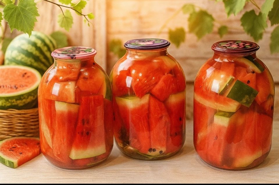 Уникальный способ заготовки арбузов на зиму: неожиданный вкус с чесноком