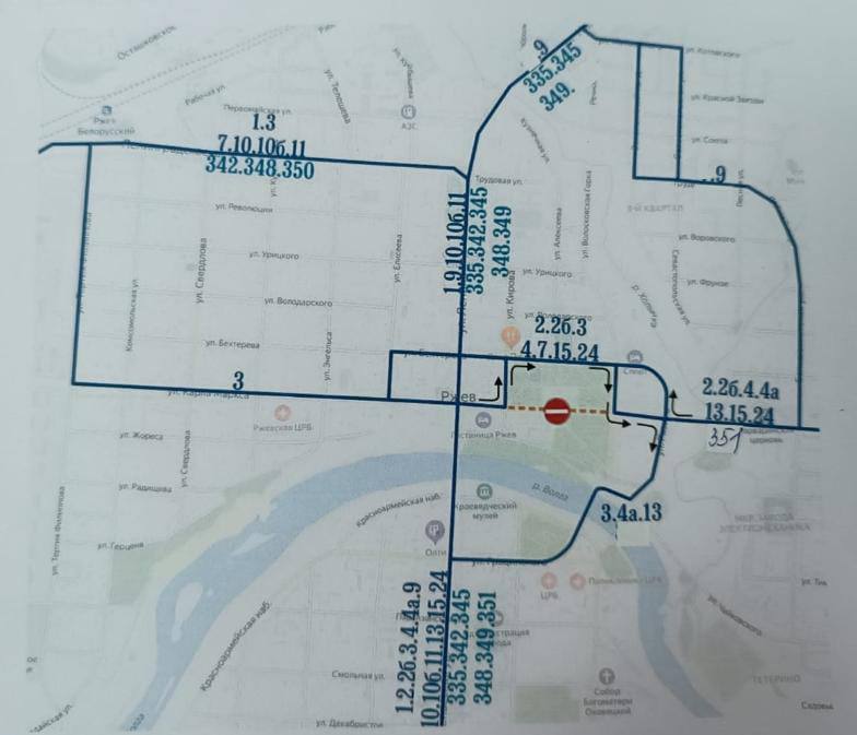 Жителей Ржева предупредили об изменении схемы движения автобусов