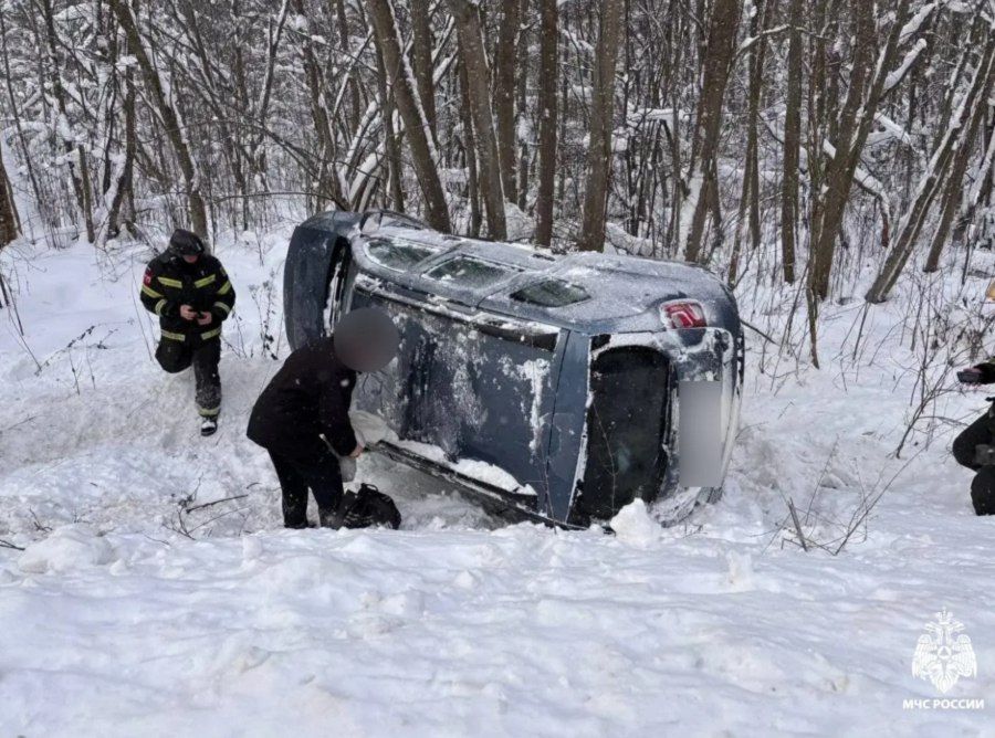 В Калининском округе автомобиль съехал в кювет и перевернулся