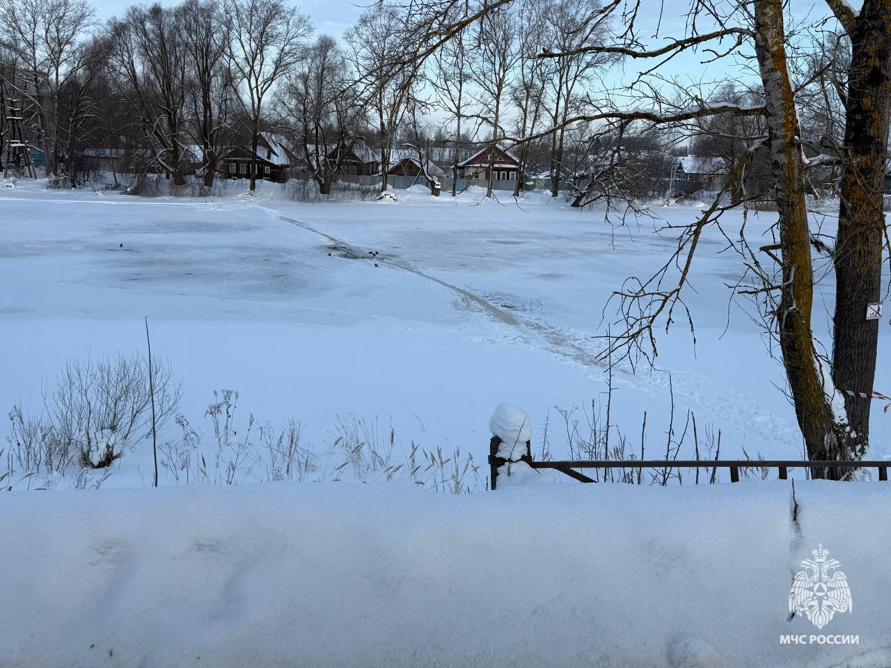 Спасение на реке Цна: пожарные вытащили женщину из полыньи Спасение на реке Цна: пожарные вытащили женщину из полыньи