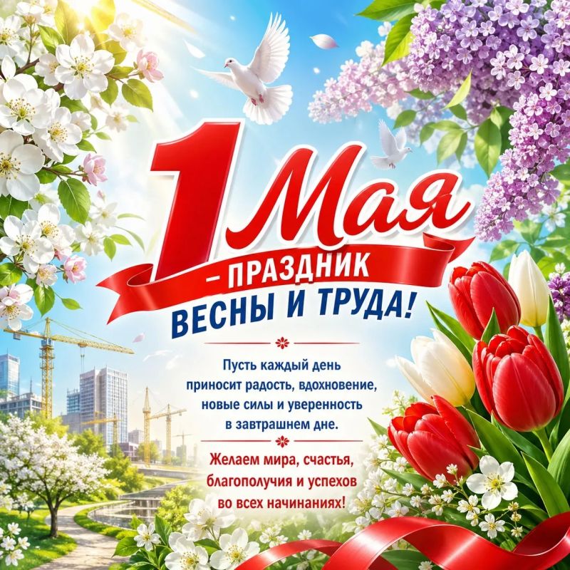 Дорогие земляки!. Искренне и сердечно поздравляем вас с праздником Весны и Труда! Первый майский день заряжает бодростью и оптимизмом, уверенностью в том, что все обязательно будет хорошо